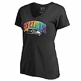 Women's Seattle Seahawks NFL Pro Line by Fanatics Branded Black Plus Sizes Pride T-Shirt,baseball caps,new era cap wholesale,wholesale hats